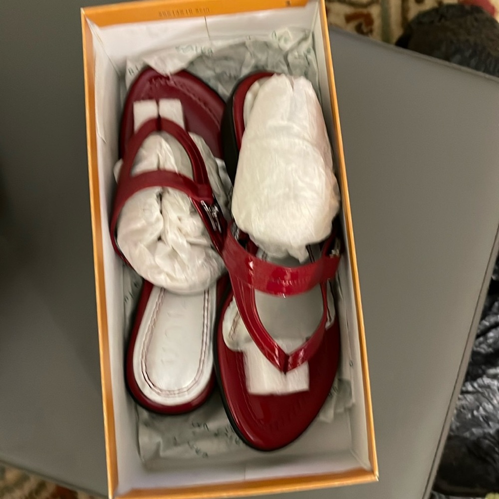 Dark red dress sandals